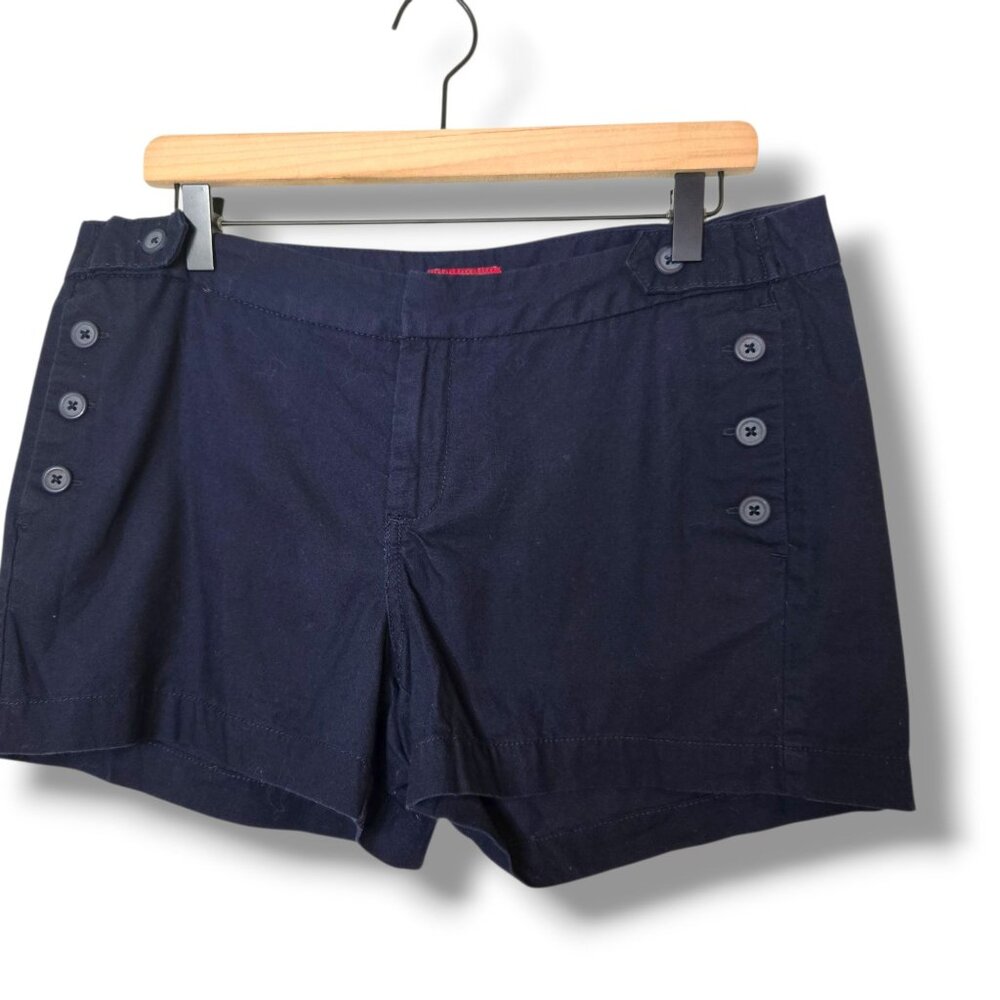 Merona shorts womens 12 Blue sailor buttons 100% Cotton